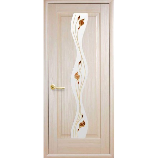 Дверь Новый Стиль "Волна" ПВХ De Luxe (стекло с рисунком Р1)